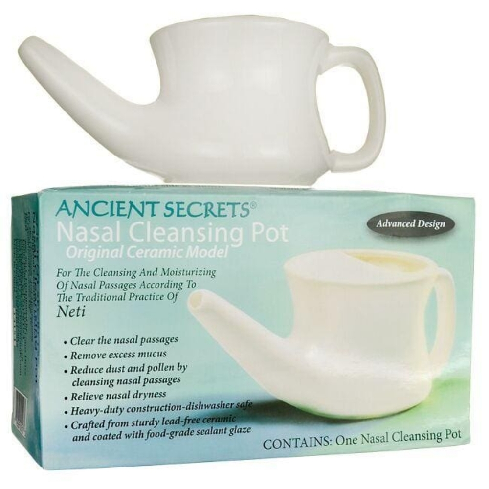 Ancient Secrets Nasal Cleansing Pot Ceramic Neti Pot NWT Dishwasher Safe